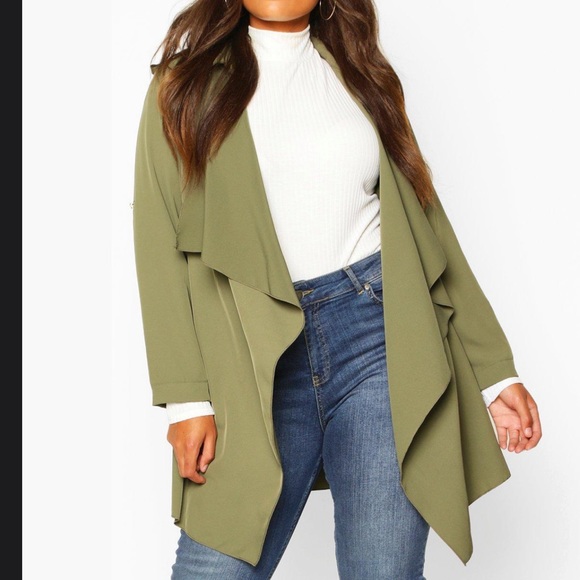 Boohoo Plus Jackets & Blazers - Boohoo Plus Waterfall Military Detail Belted Jacket